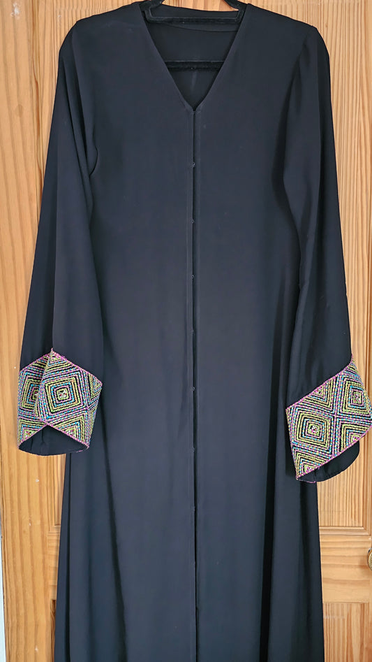 Black Abaya with Decorative Cuffs