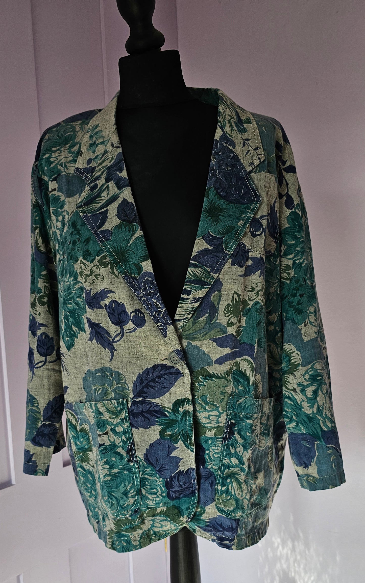 Light Weight Blue Flowery Cotton Indian Jacket