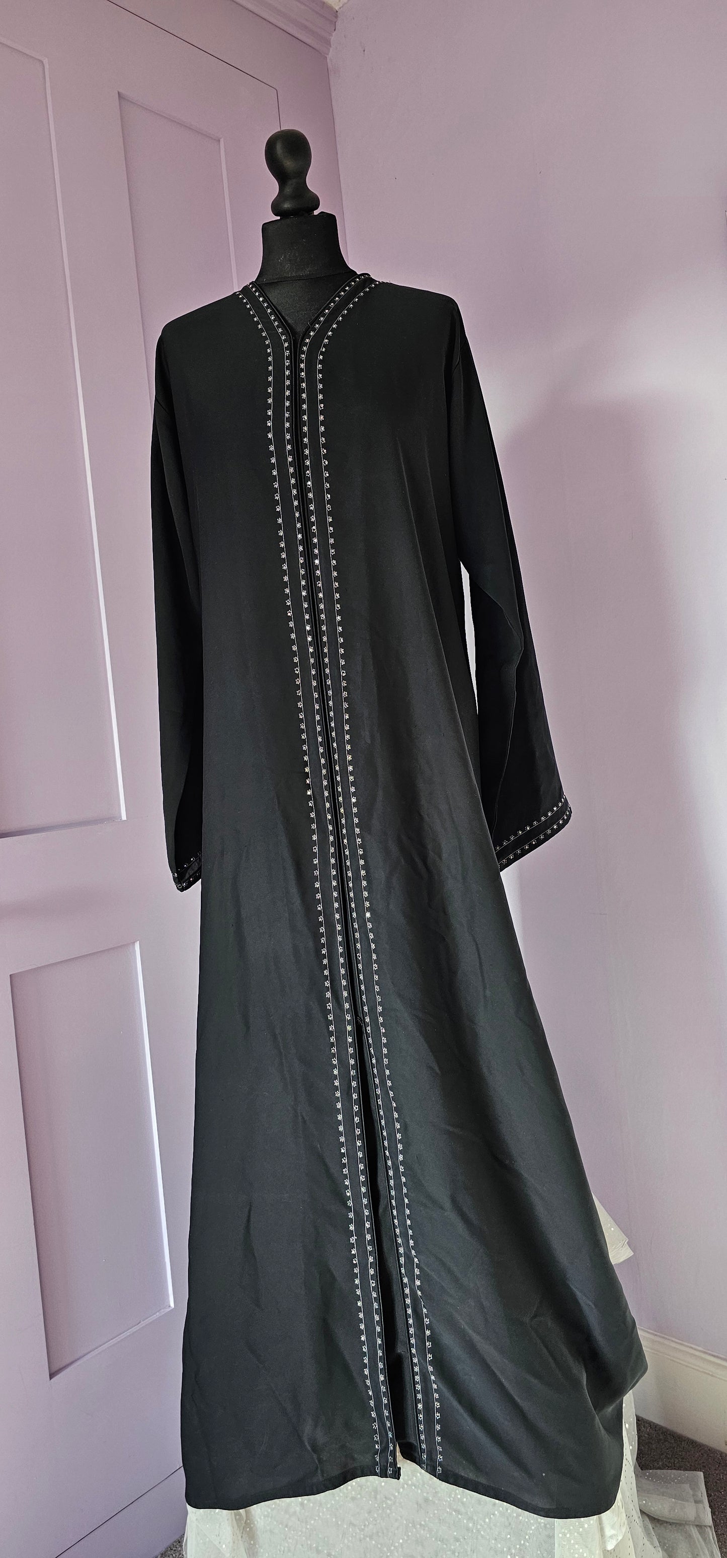 Long Black Diamante Sequin Abaya from Saudi