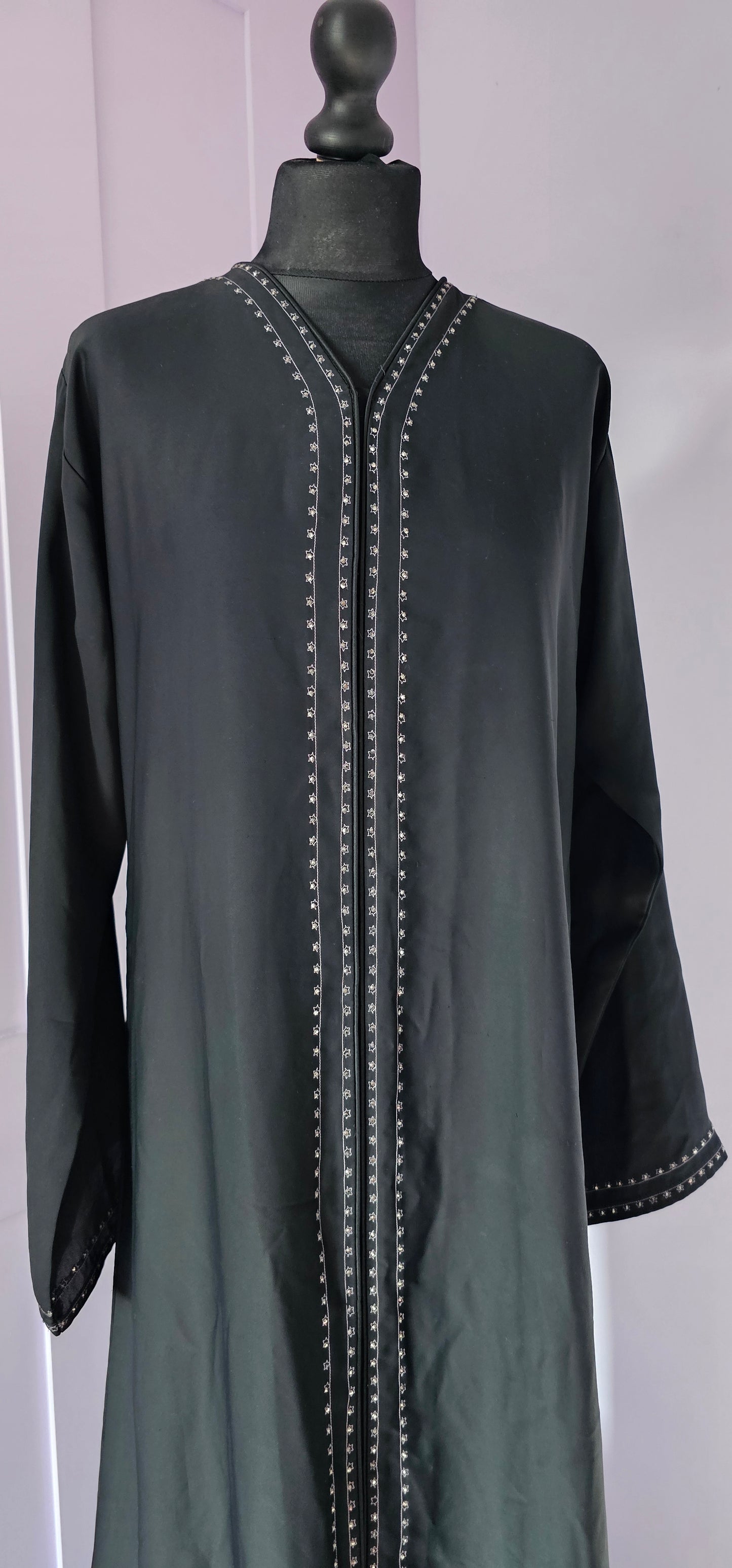 Long Black Diamante Sequin Abaya from Saudi