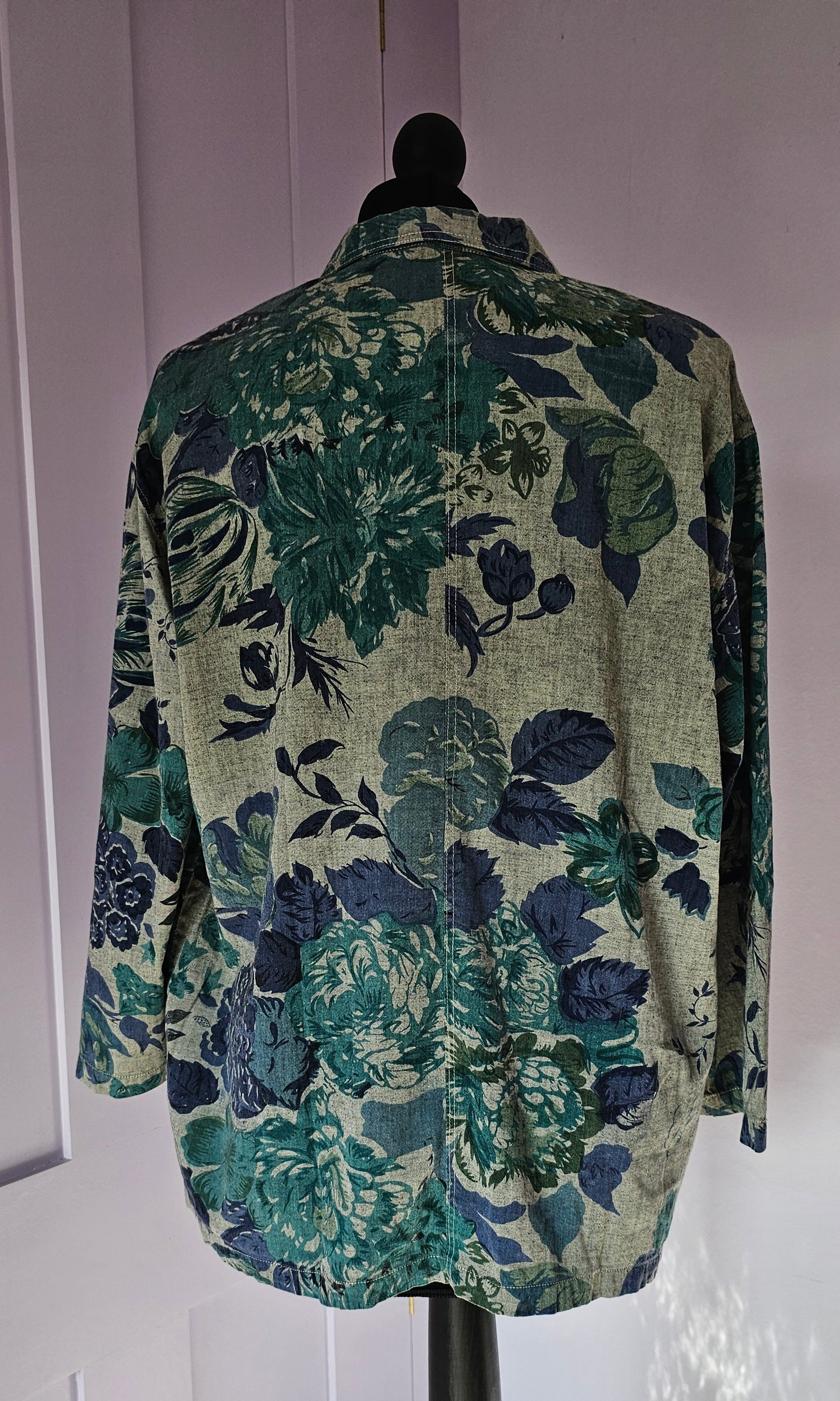 Light Weight Blue Flowery Cotton Indian Jacket