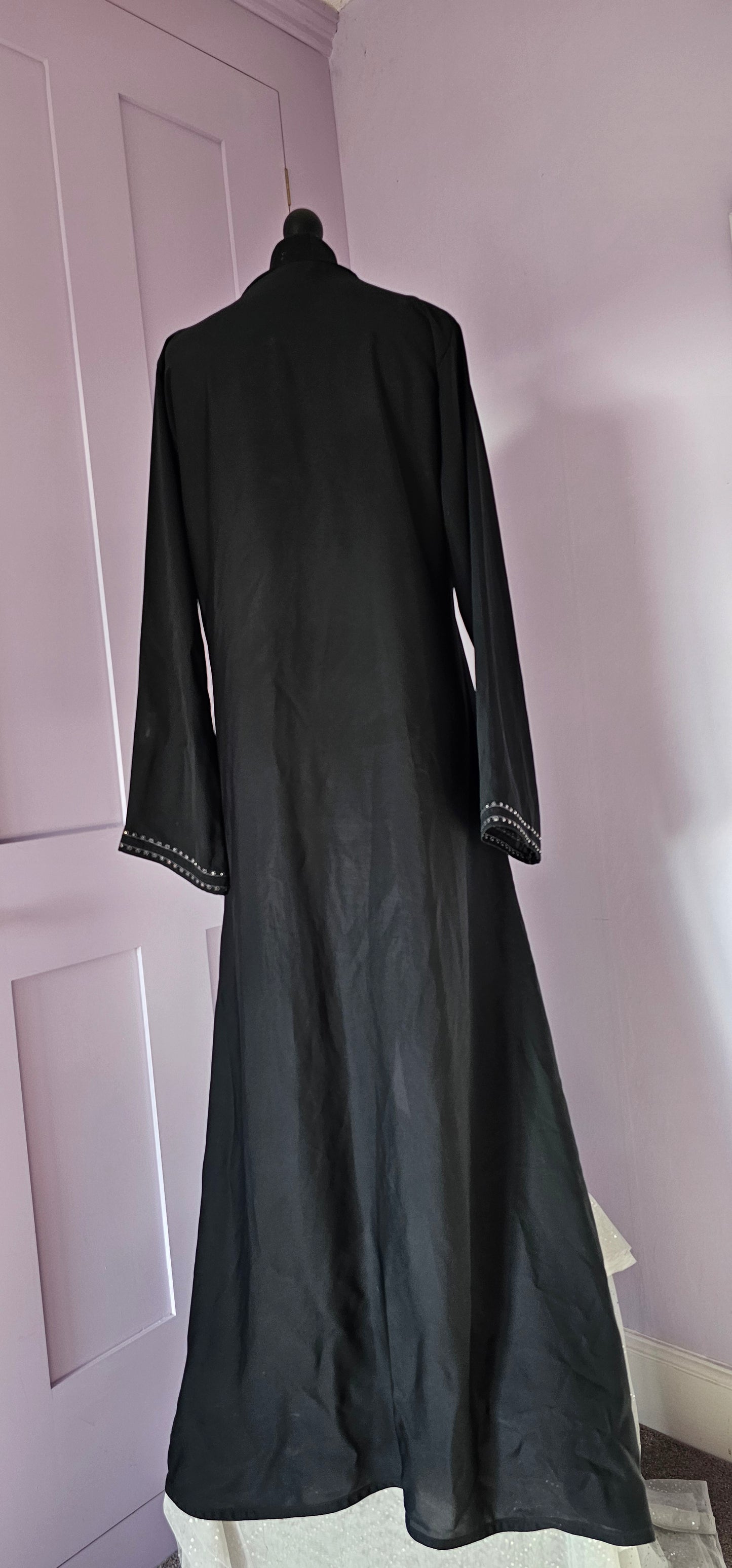 Long Black Diamante Sequin Abaya from Saudi